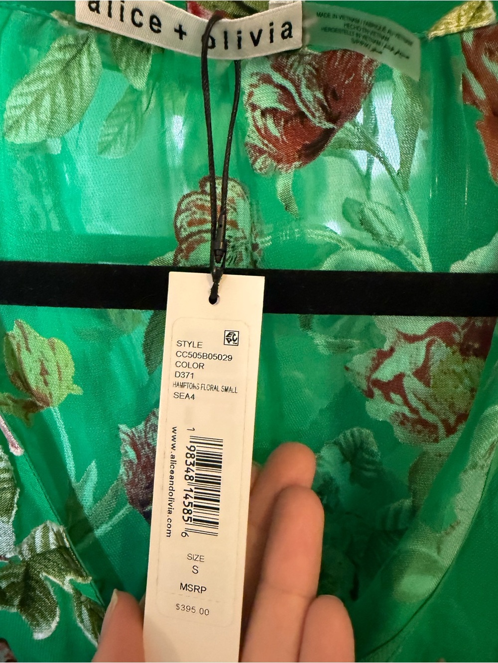 Moranne Floral Print Tie Neck Top - Silk blend - Picture 6 of 7